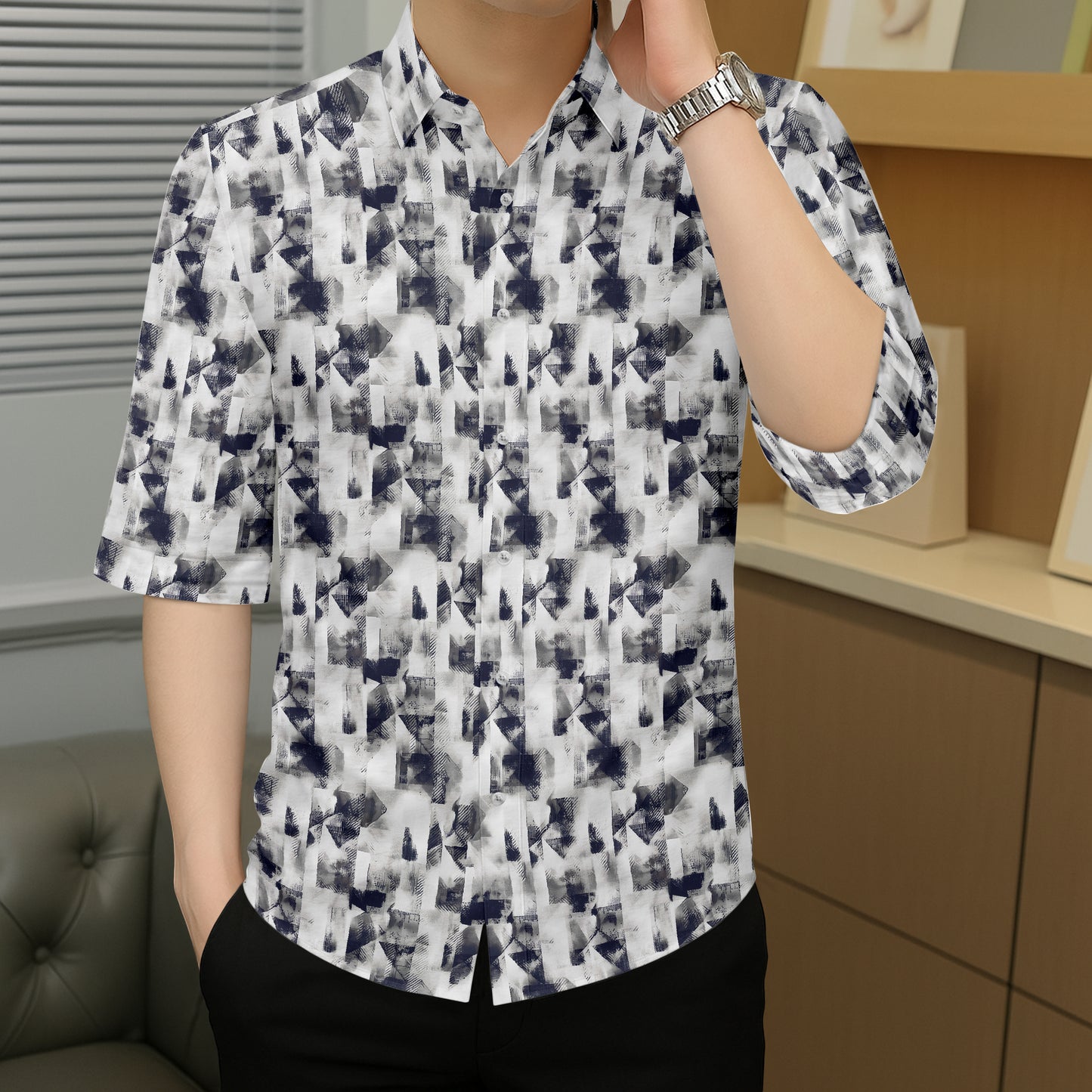 Men's Modern Artistic Print Casual Shirt