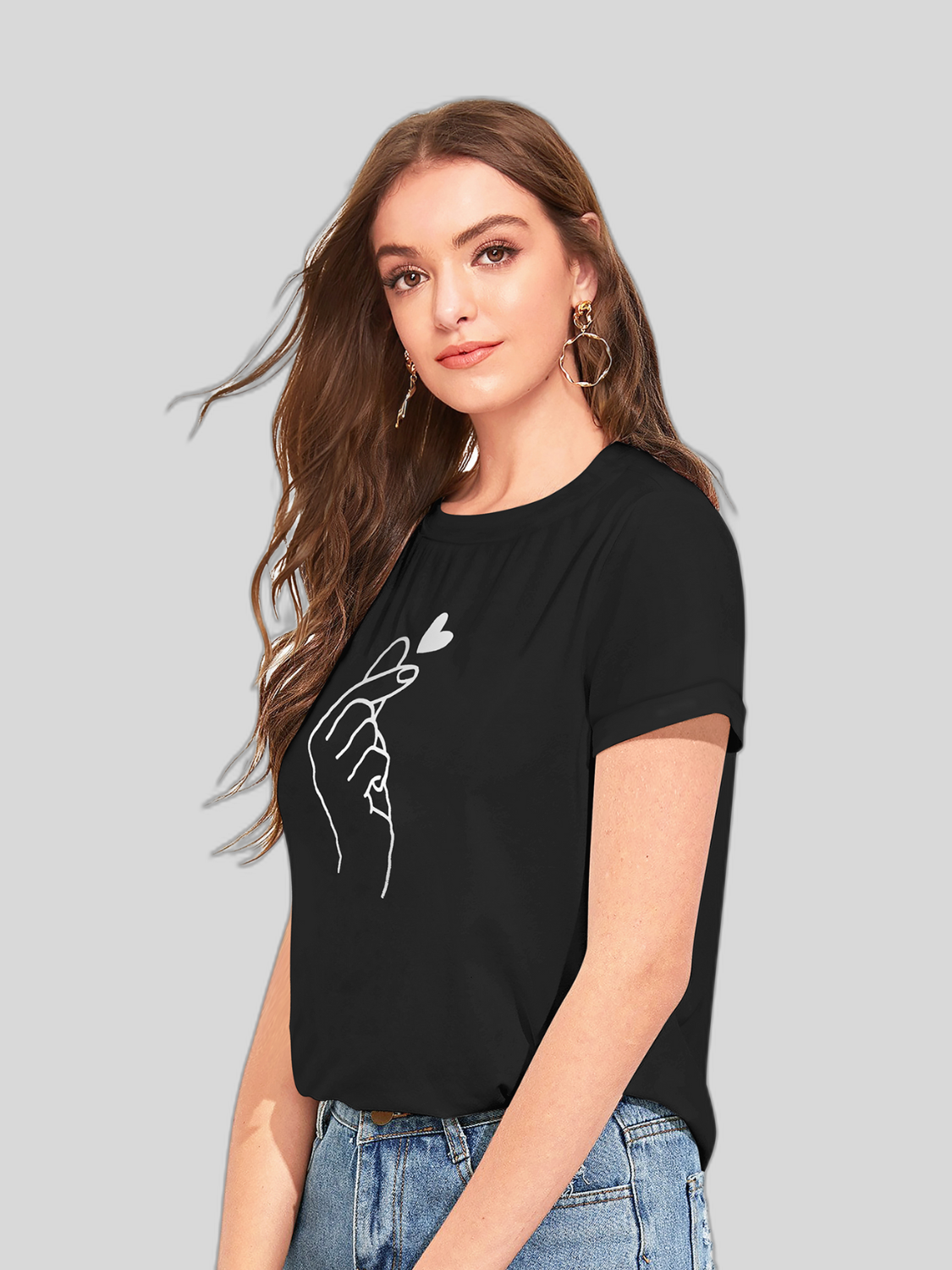 Elevate Your Basics: Women's Plain T-Shirts with Subtle Pinch Print