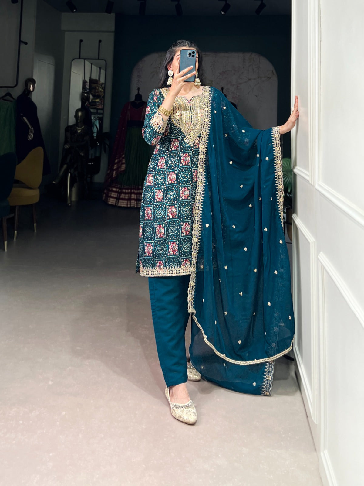 Printed With Sequins Dress