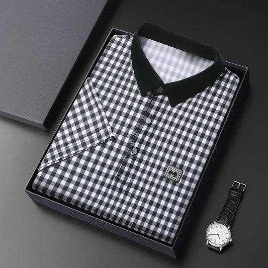 Gingham Contrast Polo T-Shirt