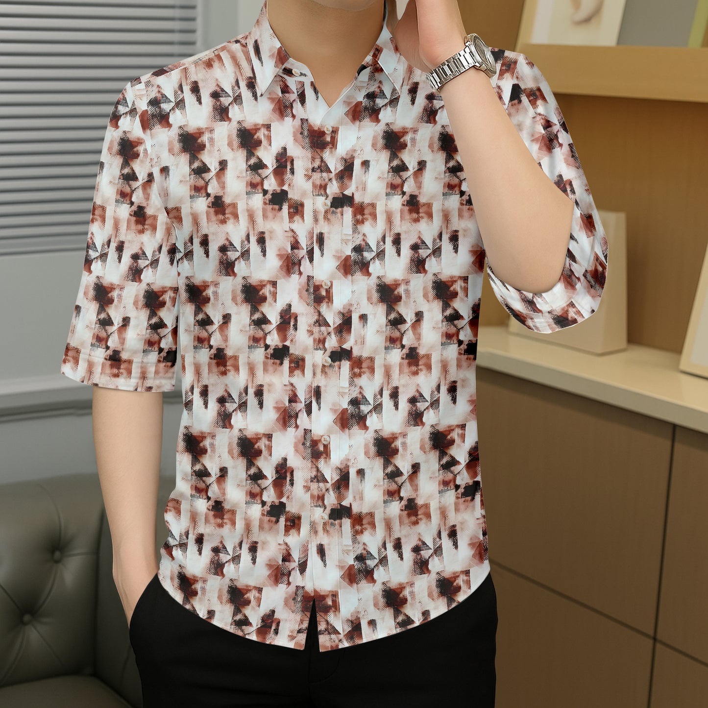 Men's Modern Artistic Print Casual Shirt