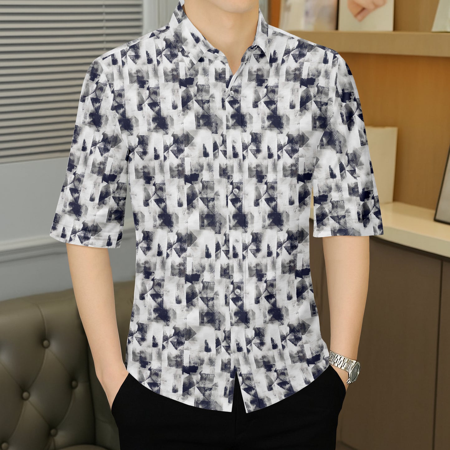 Men's Modern Artistic Print Casual Shirt