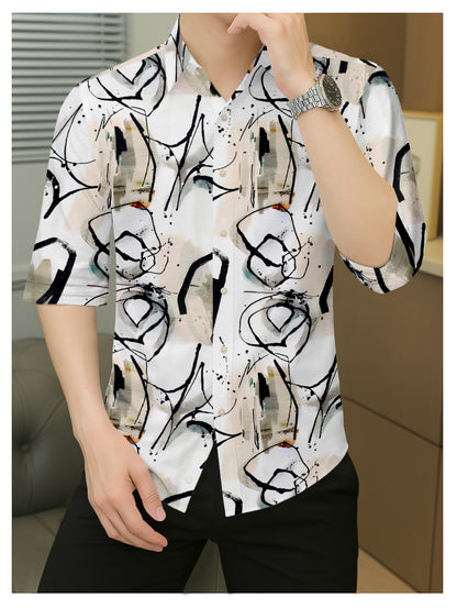 Men's Abstract Expressionist Print Shirt