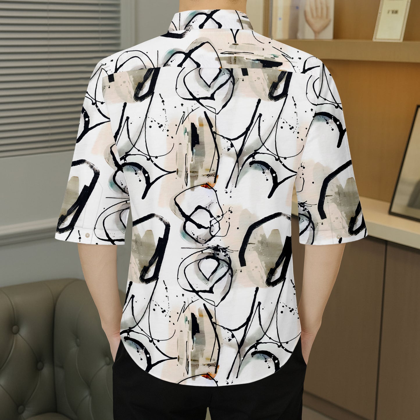 Men's Abstract Expressionist Print Shirt