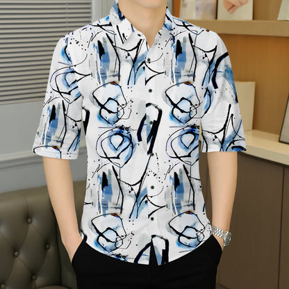 Men's Abstract Expressionist Print Shirt