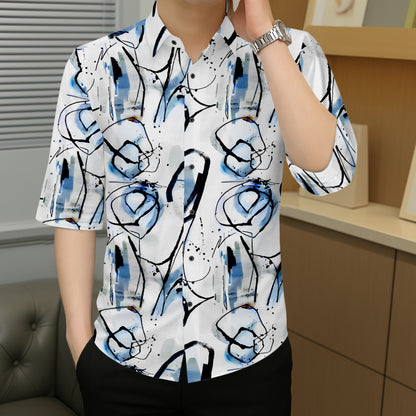 Men's Abstract Expressionist Print Shirt