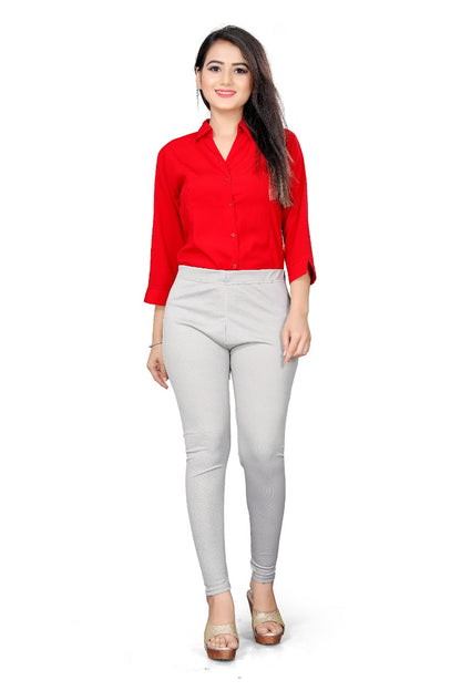 Effortless Style: Girls' Plain Stretchable Leggings for Casual Wear
