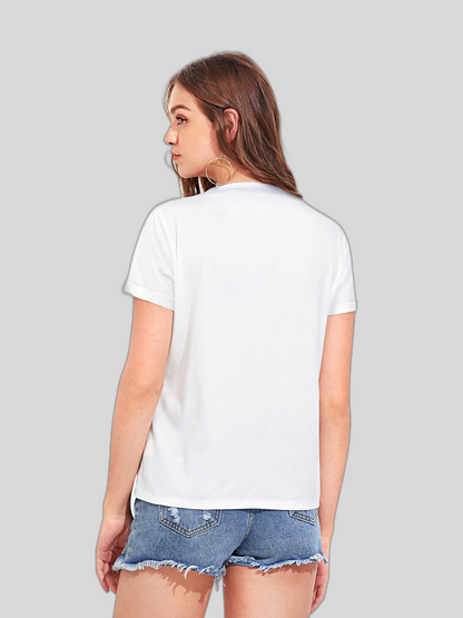 Elevate Your Basics: Women's Plain T-Shirts with Subtle Pinch Print