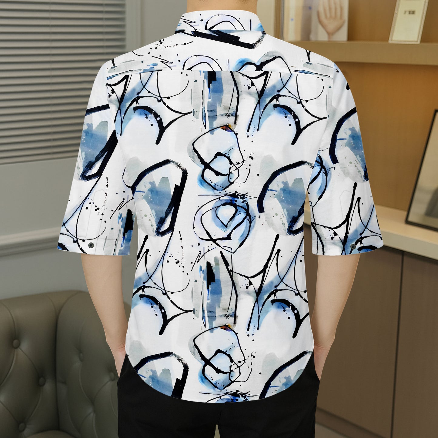 Men's Abstract Expressionist Print Shirt