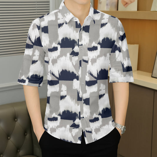 Men's Abstract Brushstroke Printed Casual Shirt