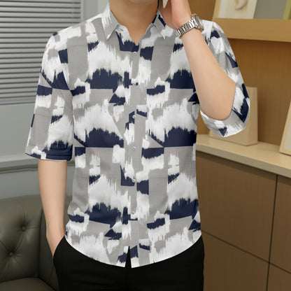 Men's Abstract Brushstroke Printed Casual Shirt