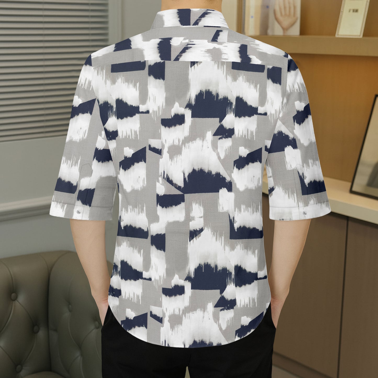 Men's Abstract Brushstroke Printed Casual Shirt