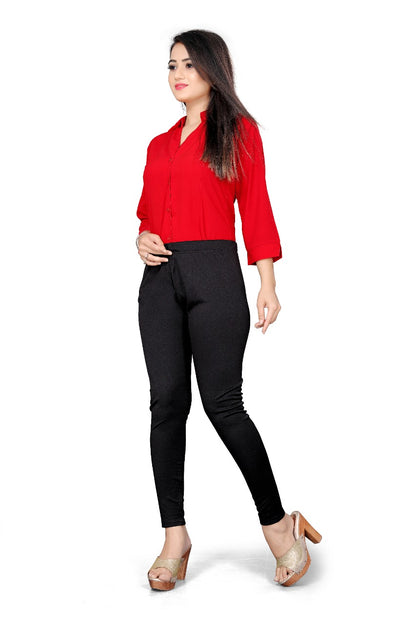 Effortless Style: Girls' Plain Stretchable Leggings for Casual Wear