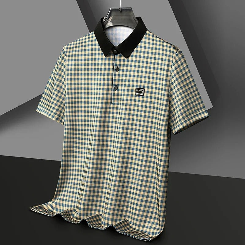 Gingham Contrast Polo T-Shirt