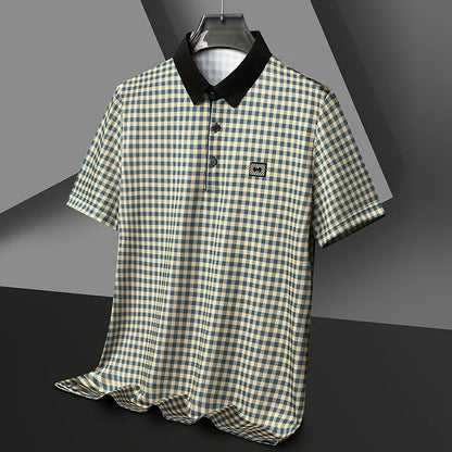 Gingham Contrast Polo T-Shirt