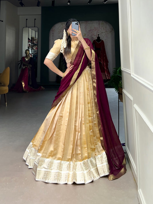 KANCHIPURAM LEHNGA DUPATTA BLOUSE