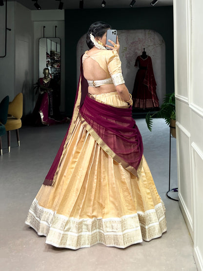 KANCHIPURAM LEHNGA DUPATTA BLOUSE