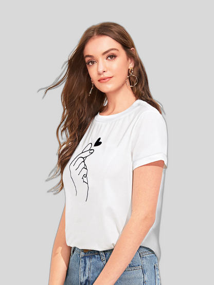 Elevate Your Basics: Women's Plain T-Shirts with Subtle Pinch Print