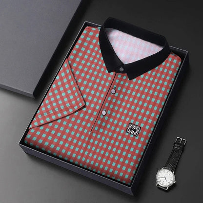 Gingham Contrast Polo T-Shirt
