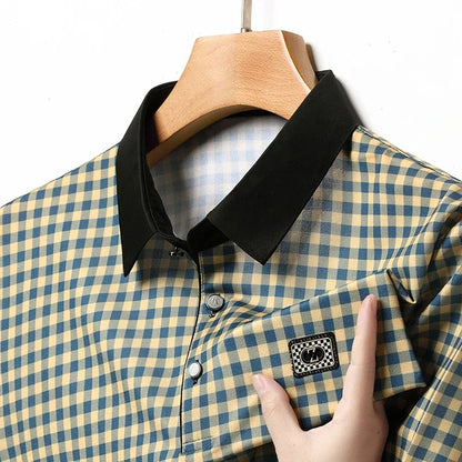 Gingham Contrast Polo T-Shirt