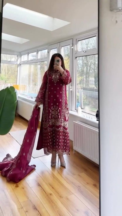 DESIGNER WEAR EXCLUSIVE SUIT TOP AND PANT WITH DUPATTA