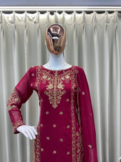 DESIGNER WEAR EXCLUSIVE SUIT TOP AND PANT WITH DUPATTA