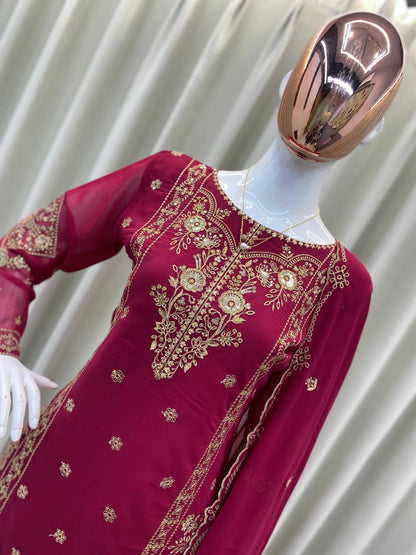 DESIGNER WEAR EXCLUSIVE SUIT TOP AND PANT WITH DUPATTA