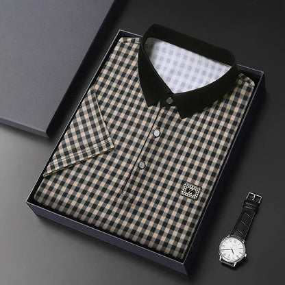 Gingham Contrast Polo T-Shirt