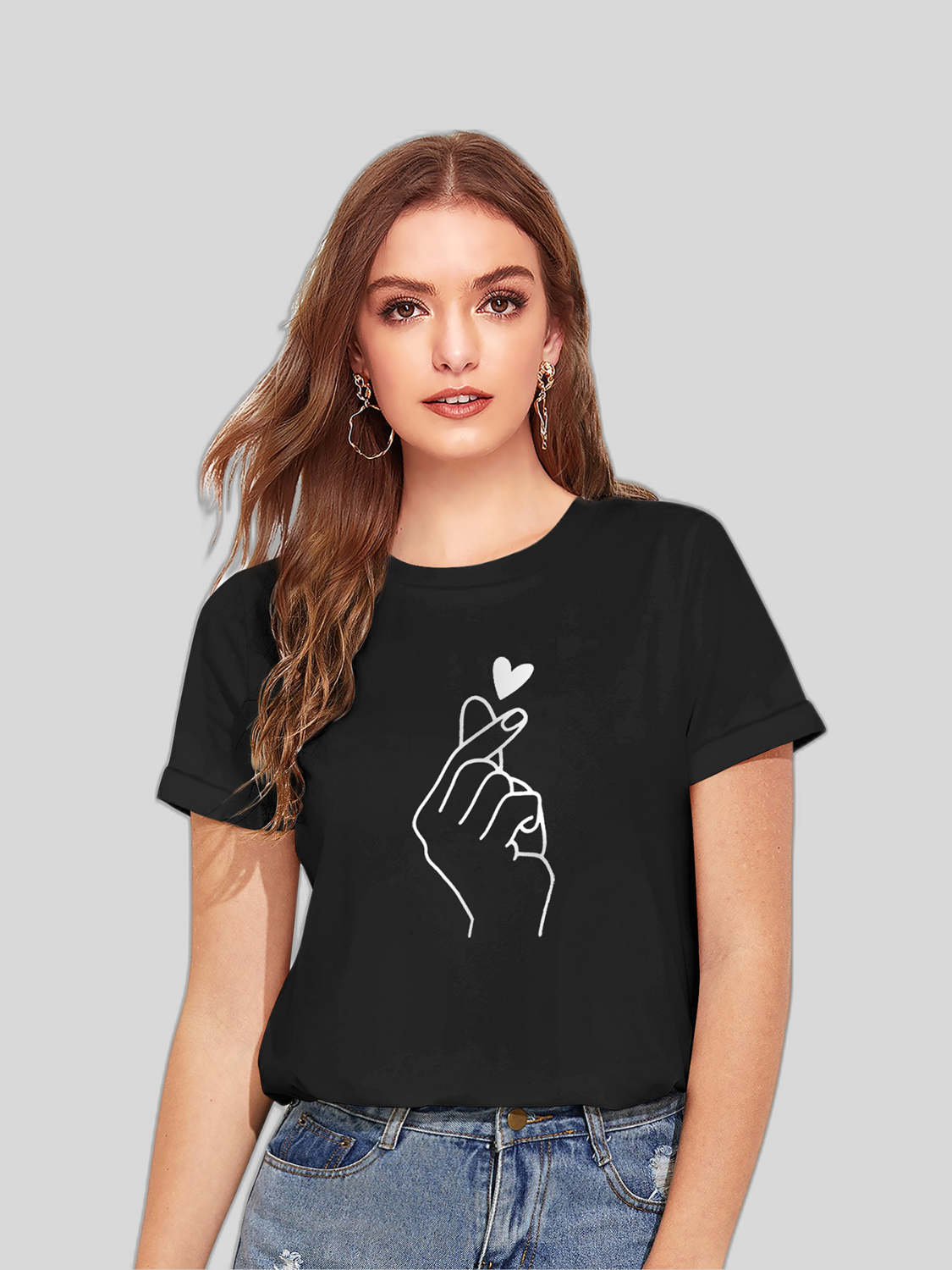 Elevate Your Basics: Women's Plain T-Shirts with Subtle Pinch Print