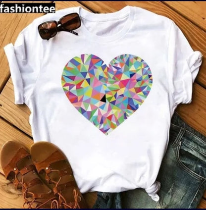 Timeless Elegance: Women's White T-Shirt with Stunning Digital Print