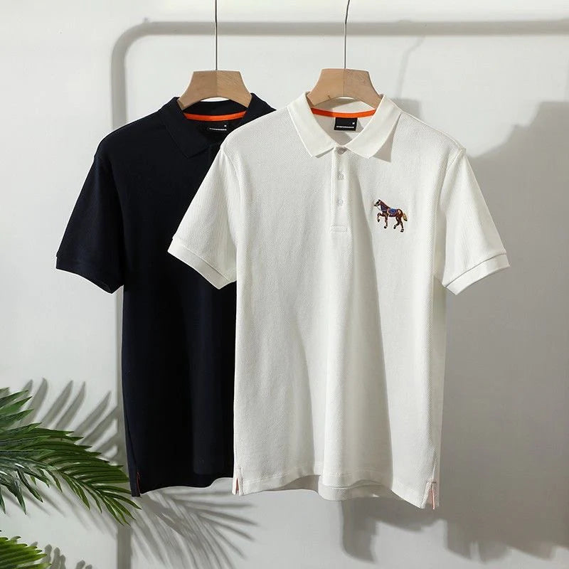 Elegant Horse-Embroidered Polo Shirts