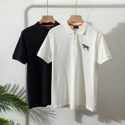 Elegant Horse-Embroidered Polo Shirts