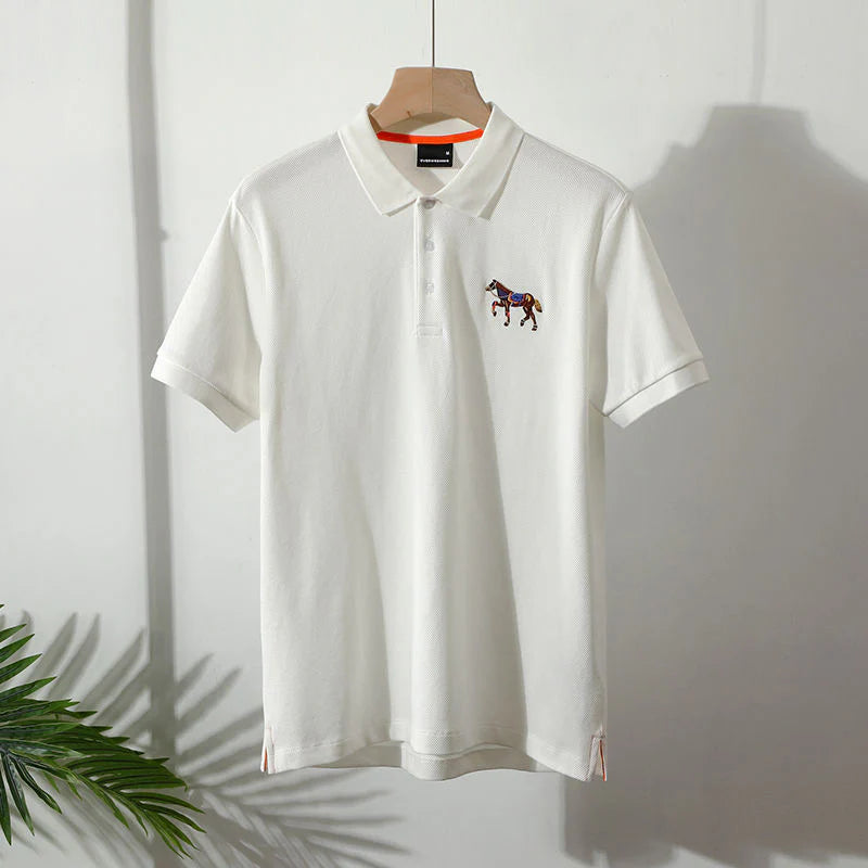 Elegant Horse-Embroidered Polo Shirts