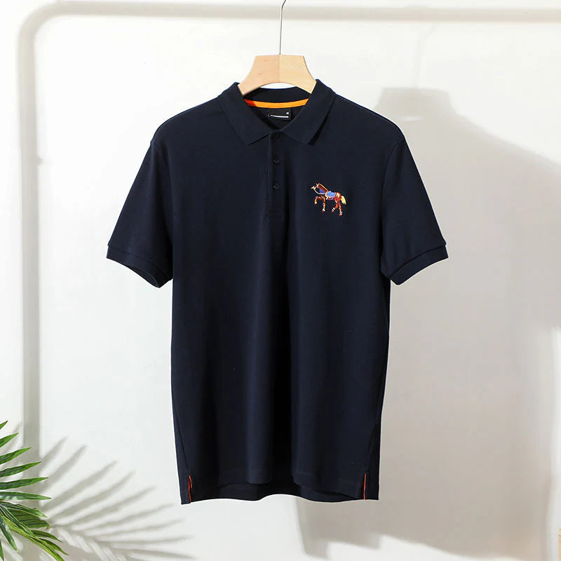 Elegant Horse-Embroidered Polo Shirts