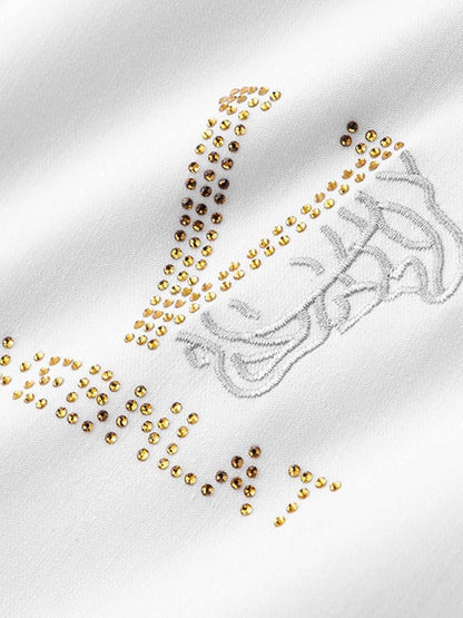 Sophisticated White Shirt with Greek Key Detail & Embroidered Logo