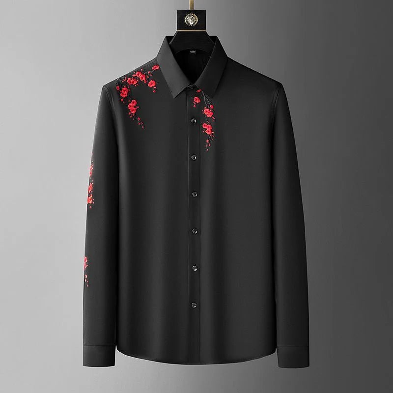 Elegant White Floral Embroidered Shirt