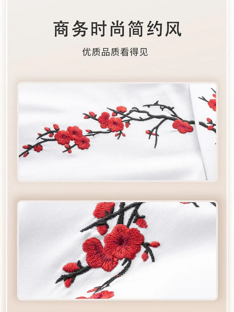 Elegant White Floral Embroidered Shirt