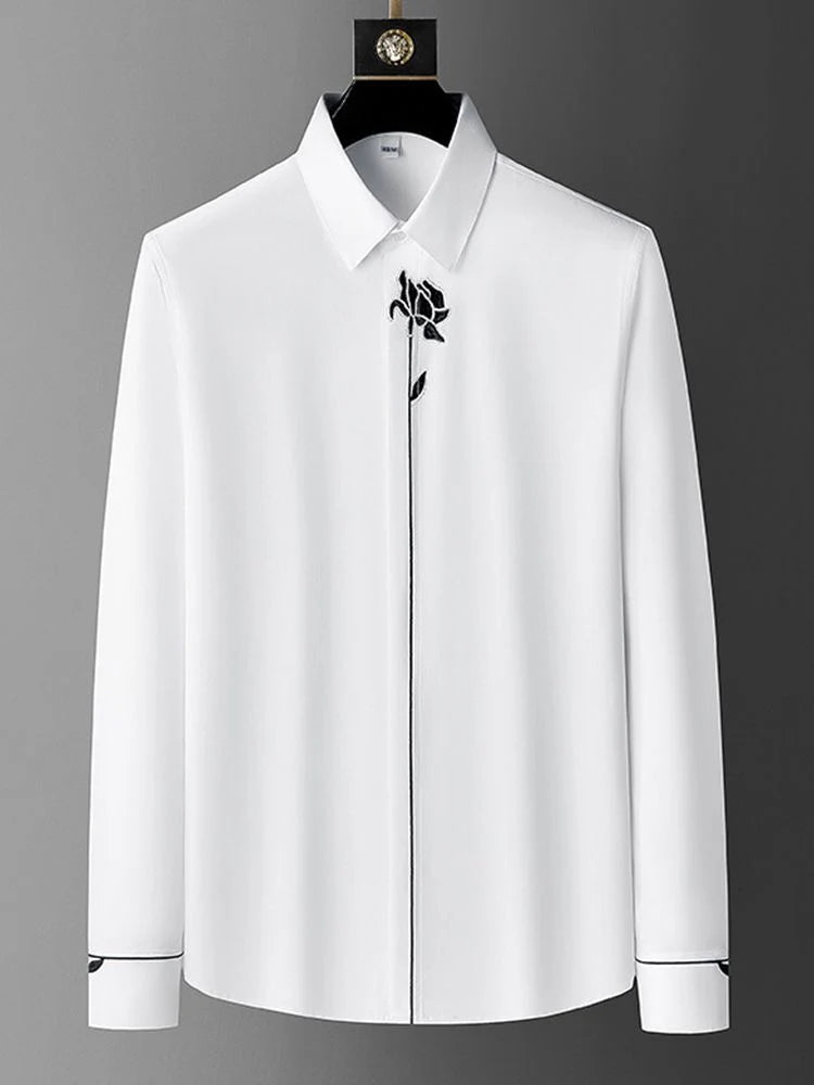 Casual Loose Lapel Embroidered Shirt