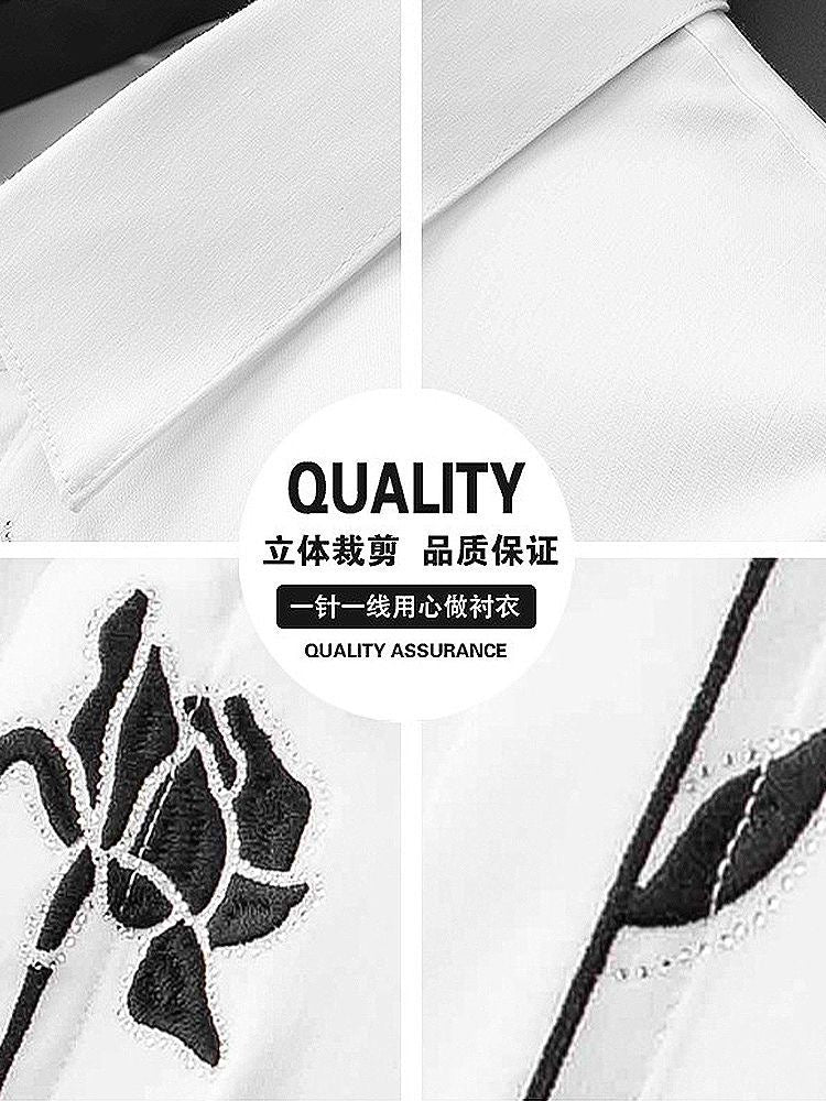 Casual Loose Lapel Embroidered Shirt