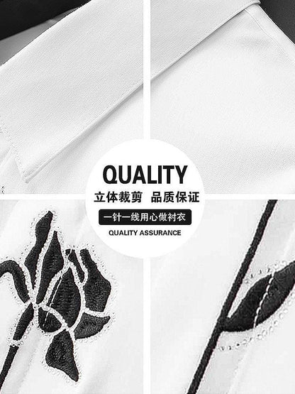 Casual Loose Lapel Embroidered Shirt