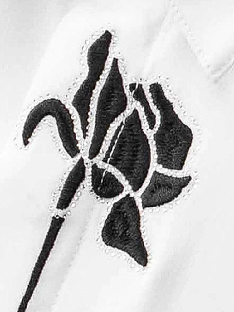 Casual Loose Lapel Embroidered Shirt