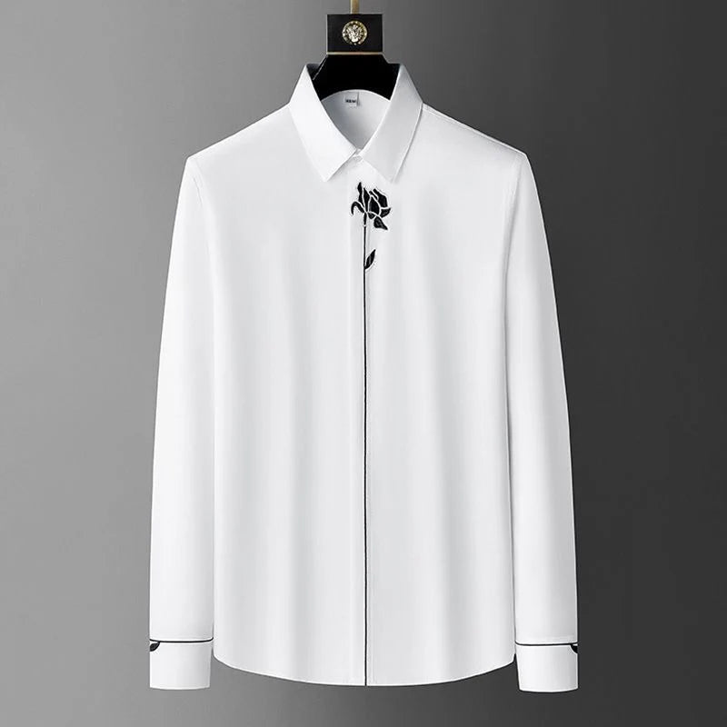 Casual Loose Lapel Embroidered Shirt