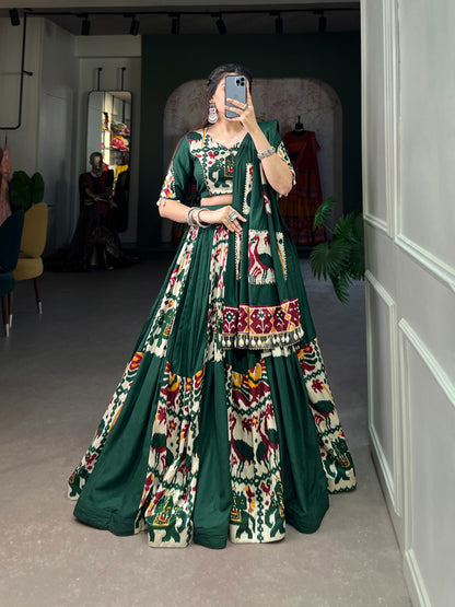 Printed Silk Lehenga Choli