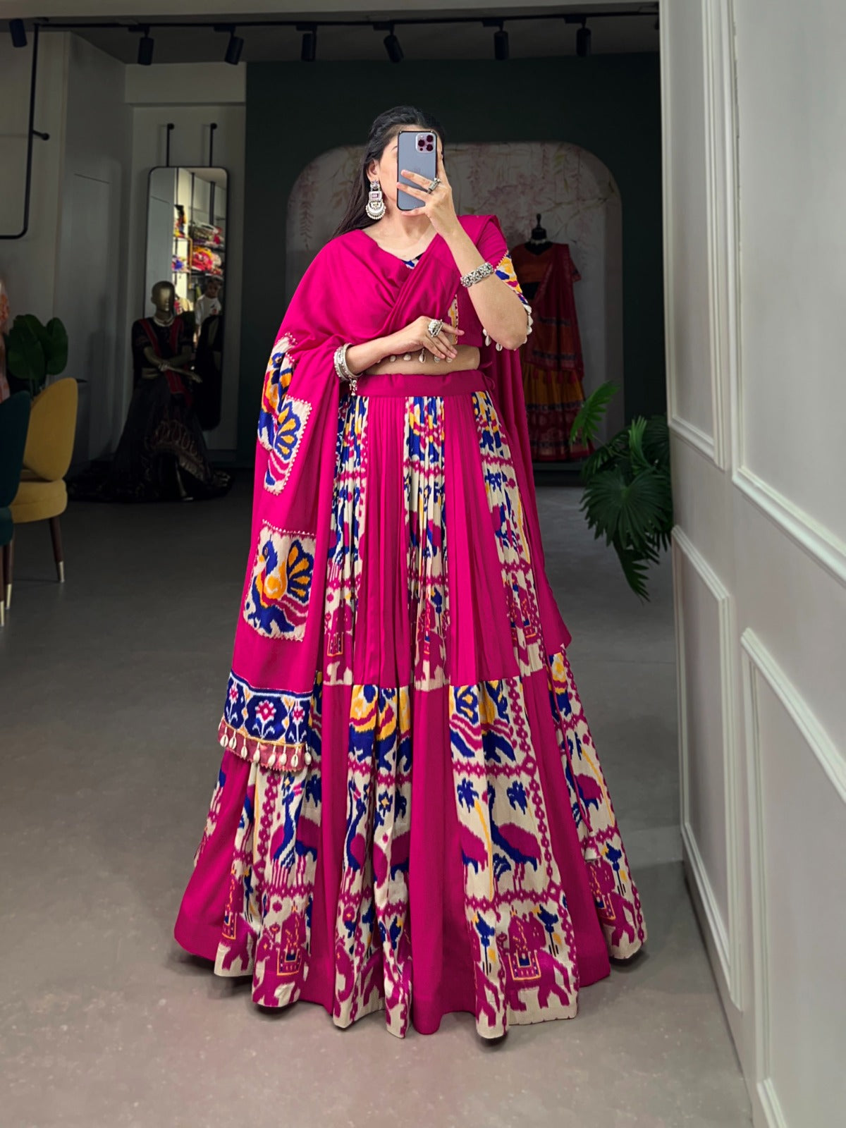 Printed Silk Lehenga Choli
