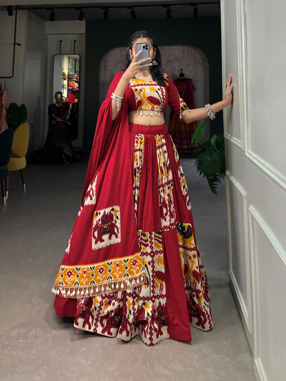 Printed Silk Lehenga Choli