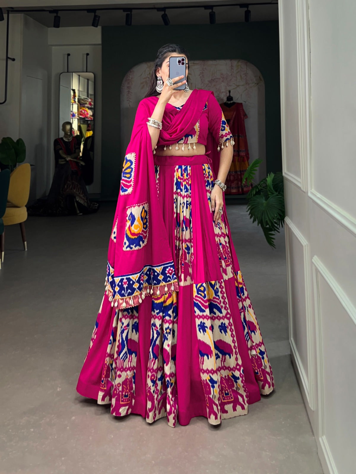 Printed Silk Lehenga Choli