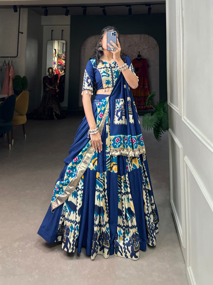 Printed Silk Lehenga Choli