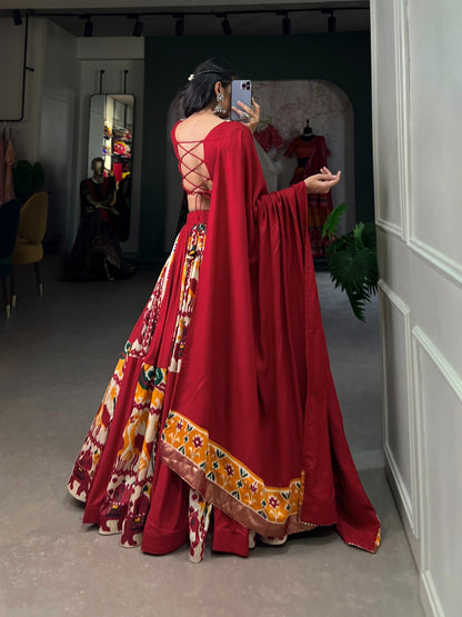 Printed Silk Lehenga Choli