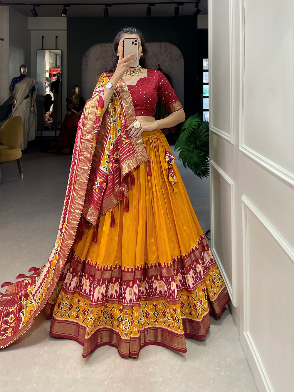 Navratri lehnga choli patola print