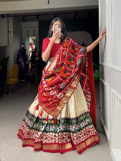 Navratri lehnga choli patola print